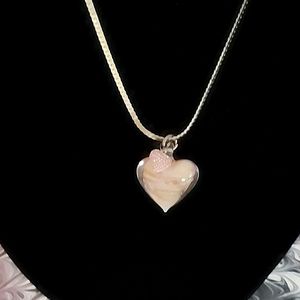 Gorgeous Murano necklace with beautiful rhinestone heart